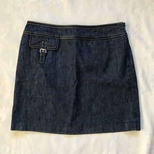 MICHAEL KORS Jean Skirt with Leather Trim